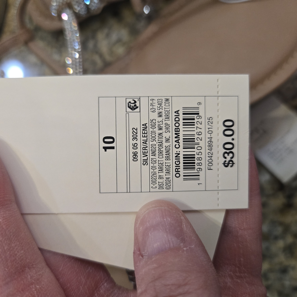 NWT A New Day T-Strap Sandal with Sparkling Silver Straps - Picture 5 of 5